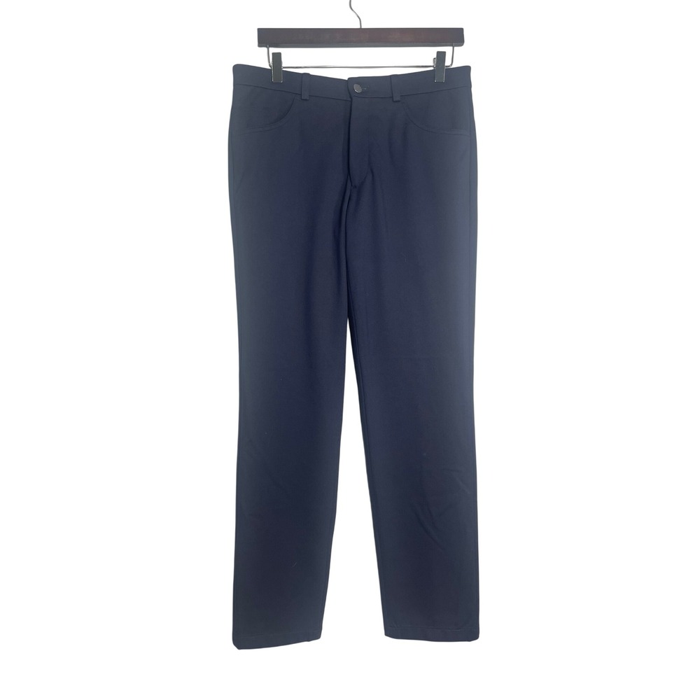 JACK VICTOR Stamford Pants 32R Navy Blue Travel Business Casual Stretch
